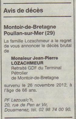 Deces De Jean Pierre Lozachmeur